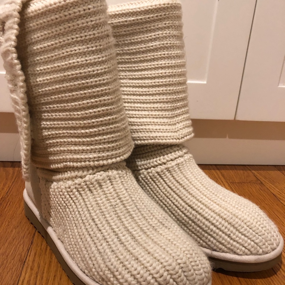 Tall Beige Ugg Knit Boots